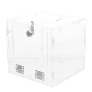 Cash Box Lock Clear Display Acrylic Ballot Fundraising Lottery