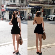119.items figure-flattering backless halter neck dress