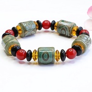 Dzi Beads Bracelet Tibetan Agate Three-Eyed Dzi Beads Bracelet Tibetan Dzi Beads Nine-Eyed Dzi Beads