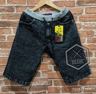 Yj Jeans Celana Pendek Pria Rib Jeans Warna Snow Black