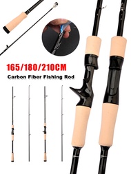 LO【Ready Stock 】Portable Fishing Rod 1.65m/1.8m/2.1m Carbon Spinning Casting Rod Ceramic Guide 2 Piece Carp Fishing Freshwater Saltwater Tackle