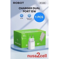 (1PCS) ROBOT RT-K6S ROBOT RTK6S K6s dual USB 2.4A 12W Original Charger/ with 1 Year Official Warrant