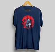 Baju Kaos Samurai Distro Jepang Motif Anime Polyester 20s Warna Navy L XL