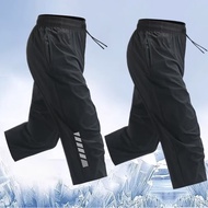 Men's Cropped 3/4 Jogger Pants with Zipper Pocket All-Match Basic Pants Loose Casual Summer Simple F