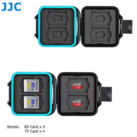 JJC 8 Slots SD Micro SD TF Memory Card Case Water-Resistant Anti-Shock SD MSD TF Micro SDXC Card Hol