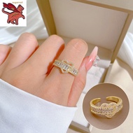 แหวนทอง ทอง18k แท้ แหวนผู้หญิง แหวนทองคำแท้ 0.3 กรัม รักแหวนเซอร์โคเนียหญิงหรูหราแฟชั่นเกาหลีเครื่องประดับหรูหรา แหวนคู่ ของขวัญวันวาเลนไทน์