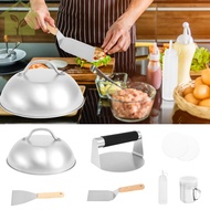 7Pcs Burger Press Set Stainless Steel Smash Burger Kit Non Stick Dishwasher Safe Burger Making Tools