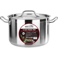 New Star Foodservice 12 Qt Stainless Steel Stock Pot with Cover, 18/8 Stainless Steel T1WY