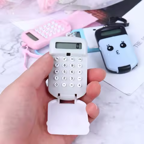 Portable Digits Display Cartoon Calculator Cute Keychain Calculator Kawaii Mini Calculator Pocket Si