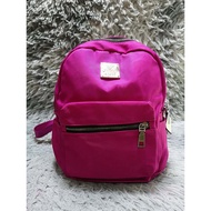 Fuchsia Pink Zipper Closure Backpack Bag