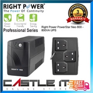 Right Power PowerStar NEO 800VA UPS Built in AVR Backup Battery Uninterruptible Power Supply