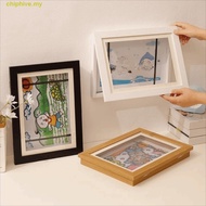 CHIPHIVE​ Magnetic Flip Photo Frame, Front Opening Elastic Straps Flip Art Photo Frame, Practical Ch