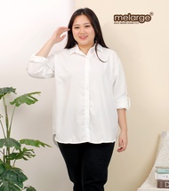 MELARGE - Kemeja Polos Wanita Jumbo LD 120 130 140 150 160 / Kemeja Kerja Wanita / Kemeja Putih Polos Big Size / Baju Wanita Bigsize / Atasan Blouse Wanita Jumbo /  Kemeja XL XXL XXXL 3XL 4XL 5XL 6XL 7XL / Baju Atasan Wanita Kekinian Trend