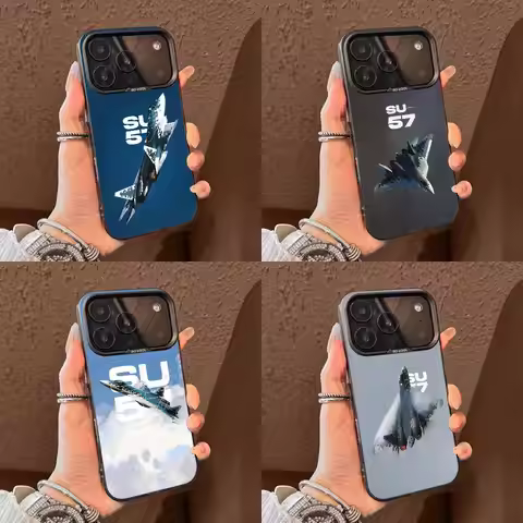 Fighter Plane S-SU-57 Raptor Phone Case For iPhone 17,16,15,14,13,12,11,Pro,Max,Plus,E,Air,Mini Blac