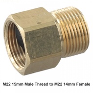 Metric Brass Adapter M22 15mm Male to M22 14mm Female for Reliable Hose Fittings