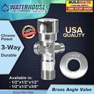 WATERHOUSE by POWERHOUSE 3 Way Brass Angle Valve 1/2" X 1/2" X 1/2" | 1/2" X 1/2" X 3/8" - BUILDMATE - PHWH