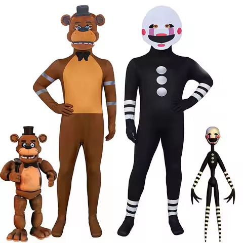 Unisex Adult Boy FNAF Puppet Costume Game Five Nights at Freddy's Freddybear Cosplay Bodysuit Men Gi