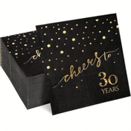 20pcs Birthday Party Napkins, 30th/40th/50th/60th/70th 3-Ply Cocktail Napkins 5x5 Inch Birthday Deco