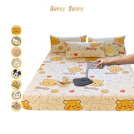 SunnySunny 100% Waterproof Fitted BedSheet Premium Quality Soft Breathable Anti-Dustmite Anti-Bacterial Mattress Protector Single/Queen/King 5 Size