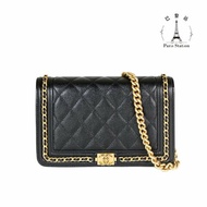 【巴黎站二手名牌專賣店】＊全新現貨＊CHANEL 香奈兒 真品＊ AP1117黑荔枝金BOY皮穿鏈滾邊WOC斜背包