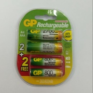 GP 2unit AA 2700mAh + Free 2unit 800mAh Rechargeable Battery