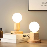 LOMBARD E27 Lamp Base Polygon Wood Lamp Holder Bulb Holder Night Light Bedroom Household Bohemian So