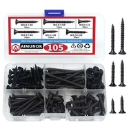 105pcs High-Strength Screw Drywall Screw Self-Tapping Screw Woodworking Lengthened Hardened Black Pl