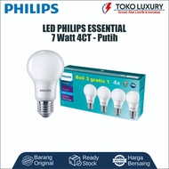Philips 7 Watt Essential E27 LED Lamp, 4 Pcs, Buy 3 Get 1 Free, Bright, Energy Saving Original
