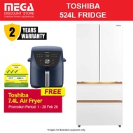 TOSHIBA GR-RF691WI-PGX(67) 524L JAPANDI FRENCH DOOR FRIDGE | 3 Ticks | Free Toshiba Airfryer AF-74CS