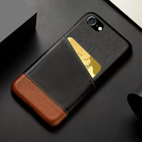 For Apple iPhone SE 2016 Case Card Slot Holder Mixed Splice PU Leather Cover For iPhone SE 2020 2022