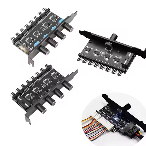 8 Channels Cooling Fan HUB 4Pin SATA Power Supply 4 Knob 1Knob Radiator Speed Controller for 3pin 4p