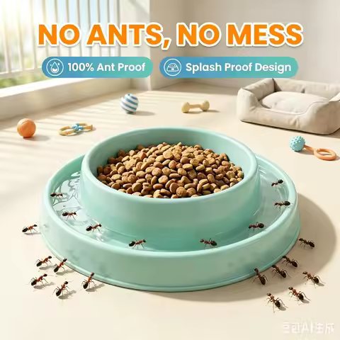 Anti-Ant Pet Bowl Universal Plastic Food Dish for Cats Dogs,Anti-Splash Ant-Proof Water Channel Easy