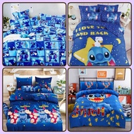 ( 7 ลาย) ชุดเครื่องนอนครบชุด 6 ชิ้น  6 ฟุต /5ฟุต /3.5 ฟุต ลายสติช Stitch ผ้าปูที่นอน + ผ้านวม+ ปลอกห