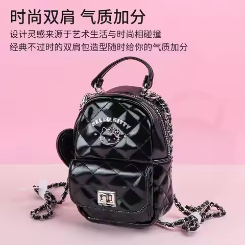 Backpack Hello Kitty Sanrio Kuromi Black White Cute Fashion For Women Handbag Minimalist Anime Kawai