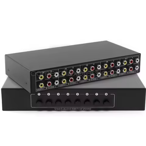 8X2 PORT AV SWITCH RCA Video Audio Selector 8-in-2-out Sharing Manual Switcher Box