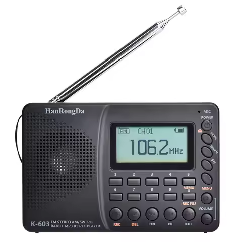 AM/FM/SW/BT/TF Portable Radio Digital Display Charging Music Player AM FM SW Full Band Stereo Radio