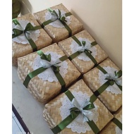 Bamboo basket 22 x22 cm free ribbon