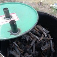 ถังเผาถ่าน2 ท่อ ถังเผาถ่าน ขนาด 200 ลิตร เผาไม้ใหญ่ใช้ได้ผลดี