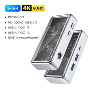 ORICO TYPE C 6-In-1แท่นวางมือถือ USB C Hub พร้อม4K HDMI 100W PD USB 3.0 RJ45 1000M Sd/tf สำหรับแล็ปท