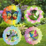 Art Courtyard Stainless Steel Wheel Wind Turn Sculpture Butterfly Style Metal Style Gift Hanging But
