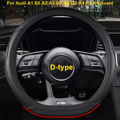 O D Type Car Steering Wheel Cover Wrap for Audi A1 8X A2 A3 Q3 Q5 Q2 A4 A5 A6 Avant 37-38CM Steering