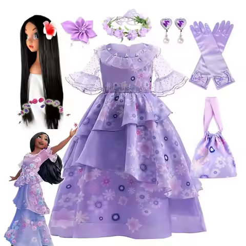 Kids Isabella Princess Purple Fancy Ruffles Birthday Party Dress Up Gown For Girls Halloween Carniva