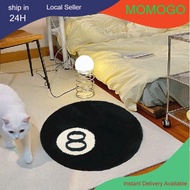 60/80cm Black 8 Ball Carpet Round Soft room sofa mat Bedside anti slip mat