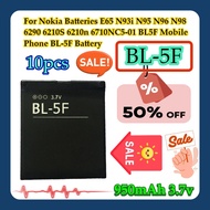 10pcs For Nokia Batteries E65 N93i N95 N96 N98 6290 6210S 6210n 6710NC5-01 BL5F Mobile Phone BL-5F B