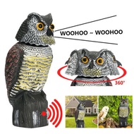 X2Fake Owl Decoy to Scare Away Birds Rotating Heads Sculpture Natural Enemy Plastic Statue Pigeon De