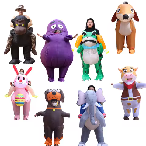 Animal Inflatable Costume Cartoon Dog Frog Elephant Cow Ape Bunny Fancy Dress Suit for Halloween Par