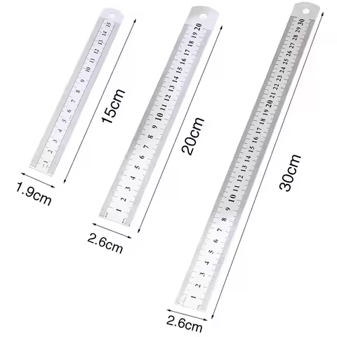 Metal Ruler Stainless Steel Straight Ruler 150mm-500mm Student Rulers Precision Double Sided Measuri