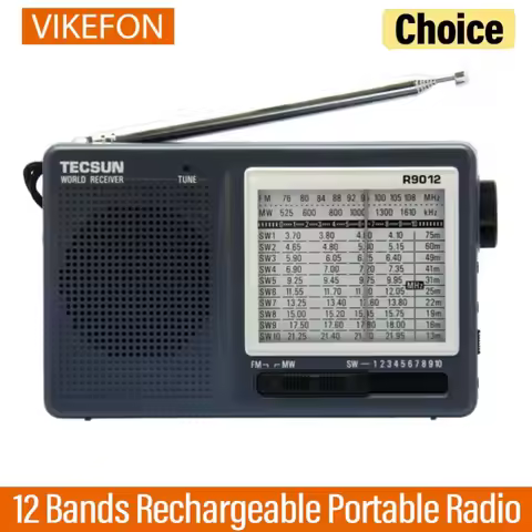 VIKEFON R-9012 FM/AM/SW 12 Bands Rechargeable Portable Pocket style High Sensitivity Radio Receiver 