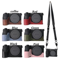 PU Leather Sony A6700 A6300 A6400 Camera Case Bag Half Body Cover For Sony ILCE-6700 a6700 A6300 a64