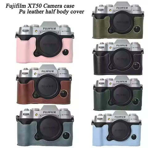 PU Leather Fujifilm XT50 Camera Case Bag Half Body Cover For Fujifilm XT50